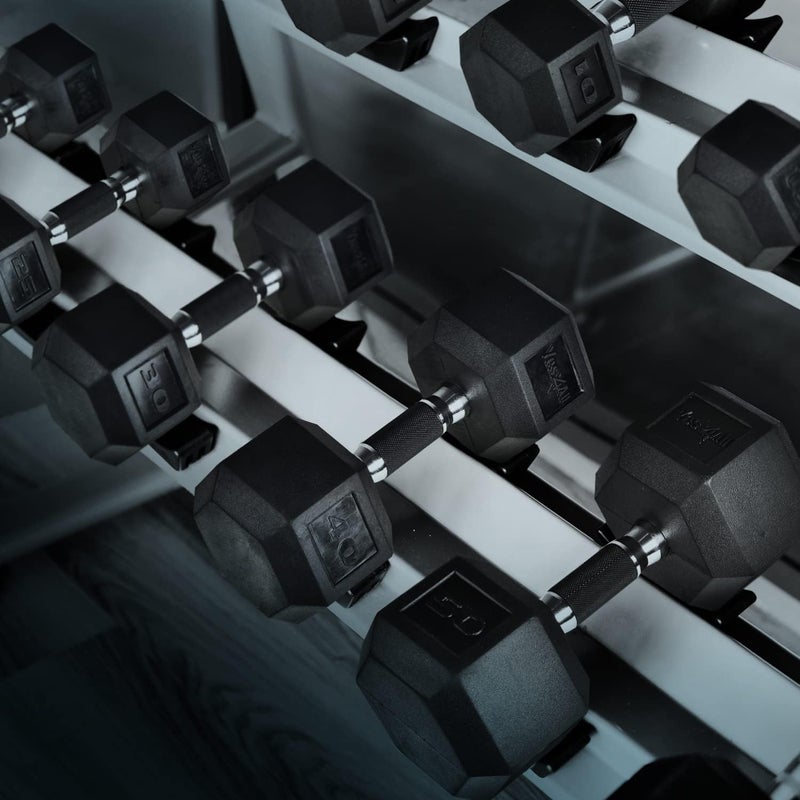 Yes4All Rubber Grip Encased Hex Dumbbell – Hand Weights With Anti-Slip 5-50 LBS Single - Image 5